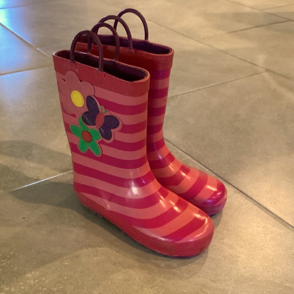 Girls Pink Butterfly Western Chief Rain boots - Picture 1 of 8